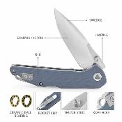 TVTY27GG14 Trivisa Arae-03G – Couteau pliant Back Lock Lame Acier 14C28N Satin Manche Blue G10 - Livraison Gratuite