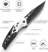 TVXW02WBKG Trivisa Leo-03BW – Couteau pliant Liner Lock Lame Acier K110 SW Manche Black/White G10 - Livraison Gratuite