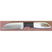 Couteau Anza Fixed Blade Lame Acier Carbone Manche Bois d'Elan Etui Cuir Made In USA AZWK4E - Free Shipping