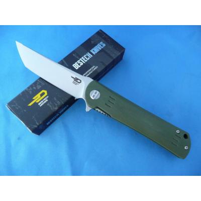 Couteau Bestech Knives Tanto Kendo Lame Acier D2 Manche Green G-10 Linerlock BTKG06B1 - Free Shipping