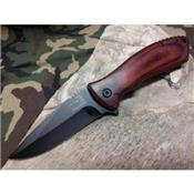 Couteau Elk Ridge Linerlock A/O Lame Acier Carbone/Inox Manche Bois ERA002PW - Free Shipping