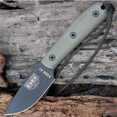 Couteau ESEE Model 3 Modified Handle Carbone 1095 Manche Micarta Etui Cuir Made USA ES3HM - Free SHipping