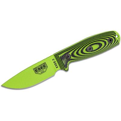 ES3PMVG007 Couteau ESEE ESEE-3 Venom Green Lame Carbone 1095 Neon Manche Green/Black G10 USA - Livraison Gratuite