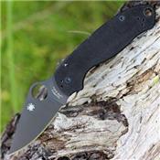 Couteau Spyderco Para Military 3 Black Lame Acier CPM-S30V Manche G-10 Made In USA SC223GPBK - Free Shipping
