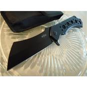 Couteau S-TEC Framelock Cleaver Acier 440 Manche Acier Etui Nylon STT004BK - Free Shipping