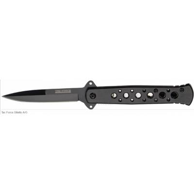 Couteau Stiletto à Ouverture Assistée Acier Carbone/Inox Manche Alu Tac Force TF698BK - Free Shipping