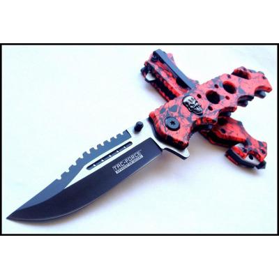 Couteau Tac Force Skull Rescue Linerlock A/O Lame Acier 440 Manche Alu Cutter/Brise Vitres TF809RD - Free Shipping