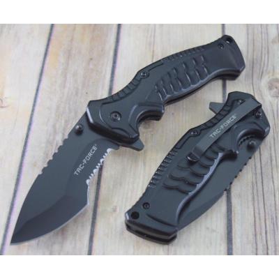 Couteau Tactical Tac-Force A/O Acier 3Cr13 Serrated Manche Black Aluminium TF993BK - Free Shipping