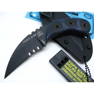 Couteau Tops Devil's Claw Lame Acier Carbon 1095 Manche G-10 Etui Kydex Made USA TPDEVCL01 - Free Shipping