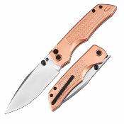 ATZ1870GCO ArtisanCutlery Wizard | Couteau Lame Drop Point Acier CPM S90V Manche Cuivre IKBS Button Lock - Livraison Gratuite