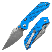 B1034H9 — Couteau Tenable Fenrir Lame Acier Damas Blackwash Harpoon Manche Aluminium Bleu Texture Fishscale Top Liner Lock Livraison Gratuite