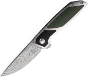 BG015M Couteau Begg Knives Diamici Black/Green Lame Acier Damas IKBS - Livraison Gratuite
