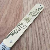 CMF05590117  Fraraccio – Couteau Pliant Sfilato Lame Acier Inox Manche Laiton Gravé Trinacria, Slip Joint Italy – Livraison Gratuite