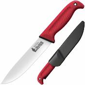 CS20VSTW Cold Steel Scalper Slock Master – Couteau Fixe Drop Point Lame Acier 4116 – Manche Kray‑Ex Rouge – Housse Polymère – Livraison Gratuite