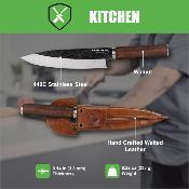 CTK700122C Condor Parrillero Gaucho – Couteau Fixe Chef Outdoor | Lame 440C | Manche Noyer | Étui Cuir - Livraison Gratuite