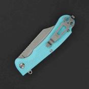 DGRPWTFSW Daggerr Knives Powie | Couteau Pliant Lame Clip Point Acier 8Cr14MoV Stonewash | Manche FRN Bleu Clair - Livraison Gratuite
