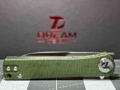 DTK3896MGR Dreamtech - Couteau de poche Lame Drop Point Acier D2 Manche Micarta Vert Linerlock - Livraison Gratuite