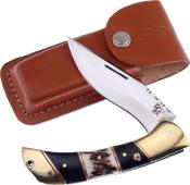 FTS197 Couteau Frost Cutlery Manche en Corne de Cerf Buffle Lame Inox Étui Cuir - Livraison Gratuite