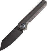 K1028A6 — Couteau Kansept Bulldozer Lame Acier CPM-20CV Tiger Stripe Flamed Drop Point Manche Titane Flammé Motif Rayures Frame Lock Clip de Poche Livraison Gratuite