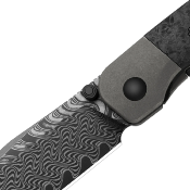 Ki3685A1 Kizer Coywolf | Couteau Lame Drop Point Acier Damas Acid-Washed | Manche Titanium & Carbon Fiber Frame Lock - Livraison Gratuite