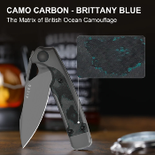 KI3729A2 Couteau Kizer Ara  – Lame S45VN Stonewash Manche Titane & Carbone Camo Bleu – Liner Lock – Livraison Gratuite