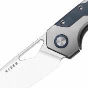 KI3759FDA3 Kizer Serpentine – Couteau pliant Frame Lock Lame Acier M390 Satin Manche Titanium & Blue Richlite - Livraison Gratuite
