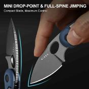 KIV2742A1 Kizer Microbe – Couteau Lame Acier 14C28N Drop Point Manche Aluminum Blue Button Liner Lock Clip – Livraison Gratuite