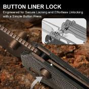 KIV34902BA2 Kizer T1 BD Button Lock – Couteau lame Nitro-V Sunset Metal PVD 8,1 cm, manche Norplex Ultrex Micarta gris, clip – Livraison Gratuite