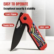 KIV3634SA2 Couteau Kizer Mini Militaw G10 Rouge & Arc-en-Ciel Lame Acier Nitro-V - Livraison Gratuite