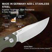 KIV3780A1 Couteau pliant Kizer Phoca CC | Lame Clip Point Acier AEB-L | Clutch Lock | Manche Micarta vert – Livraison Gratuite