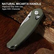 KIV3780A1 Couteau pliant Kizer Phoca CC | Lame Clip Point Acier AEB-L | Clutch Lock | Manche Micarta vert – Livraison Gratuite
