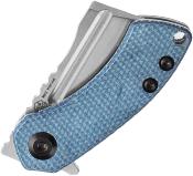KT3030M1 — Couteau Kansept Mini Korvid Lame Acier 154CM 59-61 HRC Stonewash Cleaver Manche Micarta Toile Bleu Linerlock Clip Livraison Gratuite