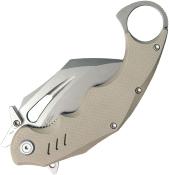KUB261C Couteau Kubey Wrath Karambit Tan G10 Lame Acier 14C28N IKBS - Livraison Gratuite 