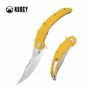 KUB346C Couteau Kubey Wave Crest – Couteau Pliant Pikal | Lame Satin Acier 14C28N | Manche G10 Yellow Roulements Billes - Livraison Gratuite