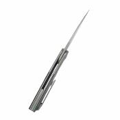 KUB406A KB Knives Spike | Couteau Lame Drop Point Acier M390 Beadblast | Manche Grey Titane & CFiber - Livraison Gratuite