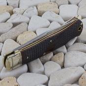 MR677 Marbles Lockback Folding Knife – Couteau Pliant Lockback | Lame Clip Point Inox Satinée | Manche Os Marron Quadrillé - Livraison Gratuite