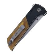 NMB2047UA3 Couteau North Mountain Chop2 Lame Tanto Acier Trois Couches Manche PEI Ambre & Alu - Livraison Gratuite