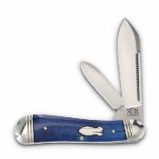 RRR049 Couteau Pliant Rough Ryder Reserve Hog Leg Peanut Blue Smooth Bone Lame Acier D2 Manche Os Bleu Collector - Livraison Gratuite