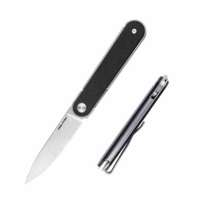 RS8061BB Real Steel Iris - Front Flipper Lame Drop Point 12C27 Manche G10 Noir Liner Lock - Livraison Gratuite