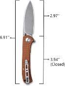 SA03D Couteau SENCUT Scepter Brown Micarta Lame Acier 9Cr18MOB - Livraison Gratuite