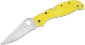 SC258SYL Couteau Spyderco Stretch 2 XL Salt Yellow Lame Acier H-2 Serrated Made In Japan - Livraison Gratuite