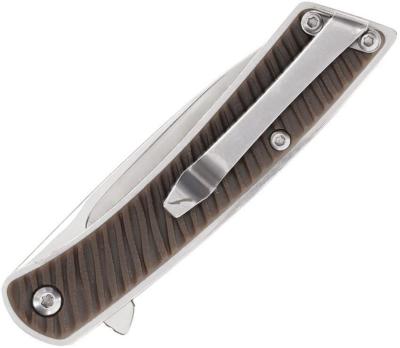 SCH1226635 Couteau Old Timer Slim - Lame Drop Point Acier 7Cr Satin - Manche TPE Marron - Sécurité Liner Lock - Livraison Gratuite