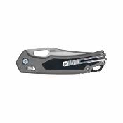 SRM9203AK SRM Retriever 9203-AK | Lame Clip Point Acier Laminé 140Cr | Manche Aluminium Gris + Inlay G10 | Ambi Lock - Livraison Gratuite