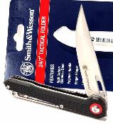 Lot de 2 SWP1227070 Couteau pliant Smith & Wesson | Lame satinée Acier inox haute teneur en carbone | Manche polymère noir - Livraison Gratuite