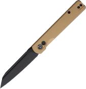TD013DM Couteau Defcon Operator Tanto Reverse Lame Sandvik 14C28N Manche Aluminium Tan Sécurité Button Lock - Livraison Gratuite