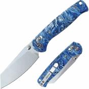 TD024BLWT Defcon Artifact Blue/White  | Couteau Pliant | Lame Sheepfoot 14C28N | Manche Résine Bleu | Axis Lock Bearing - Livraison Gratuite