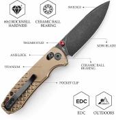 TVJM03ZTM Couteau Trivisa Dragonfly-Z | Lame Drop Point Acier M390 | Manche Gold Titanium Axis Lock - Livraison Gratuite