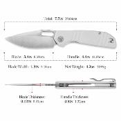 TVJM04WG14  Trivisa Gecko-WG – Couteau pliant Liner Lock Lame Acier 14C28N Satin Manche White G10 - Livraison Gratuite