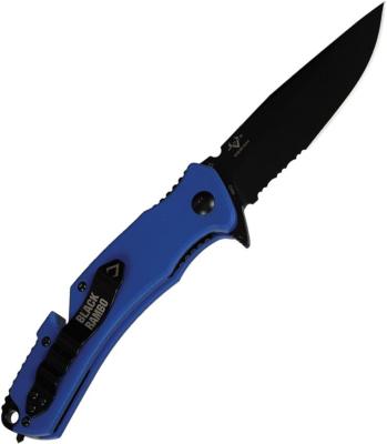 VNI35GPSBBL — Couteau V Nives Black Rambo Utility Pro Lame Acier D2 58-60 HRC Noir Semi-Dentelée Clip Point Manche Plaquettes G10 Bleu Linerlock Clip - Livraison Gratuite