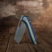VOSA1814 Vosteed Kroc | Couteau Lame Reverse Tanto Acier S35VN SW | Manche Dark Slate Blue Aluminum & Glow G10 Inlays - Livraison Gratuite